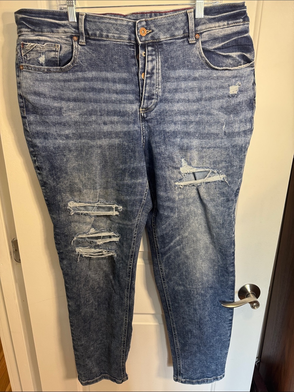 Maurice’s Women’s High Rise Boyfriend Distressed Blue Denim Jeans